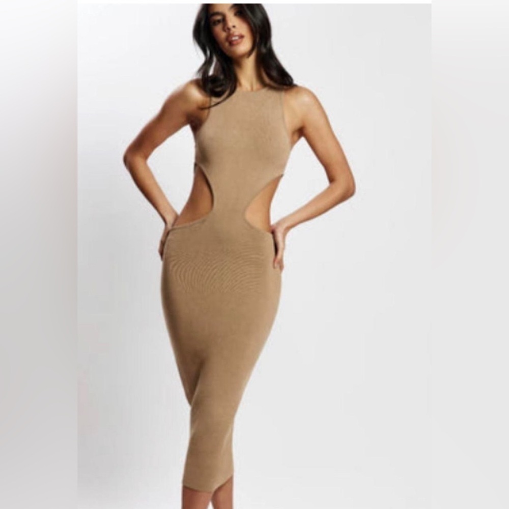 Meshki beige cutout dress size small y3k